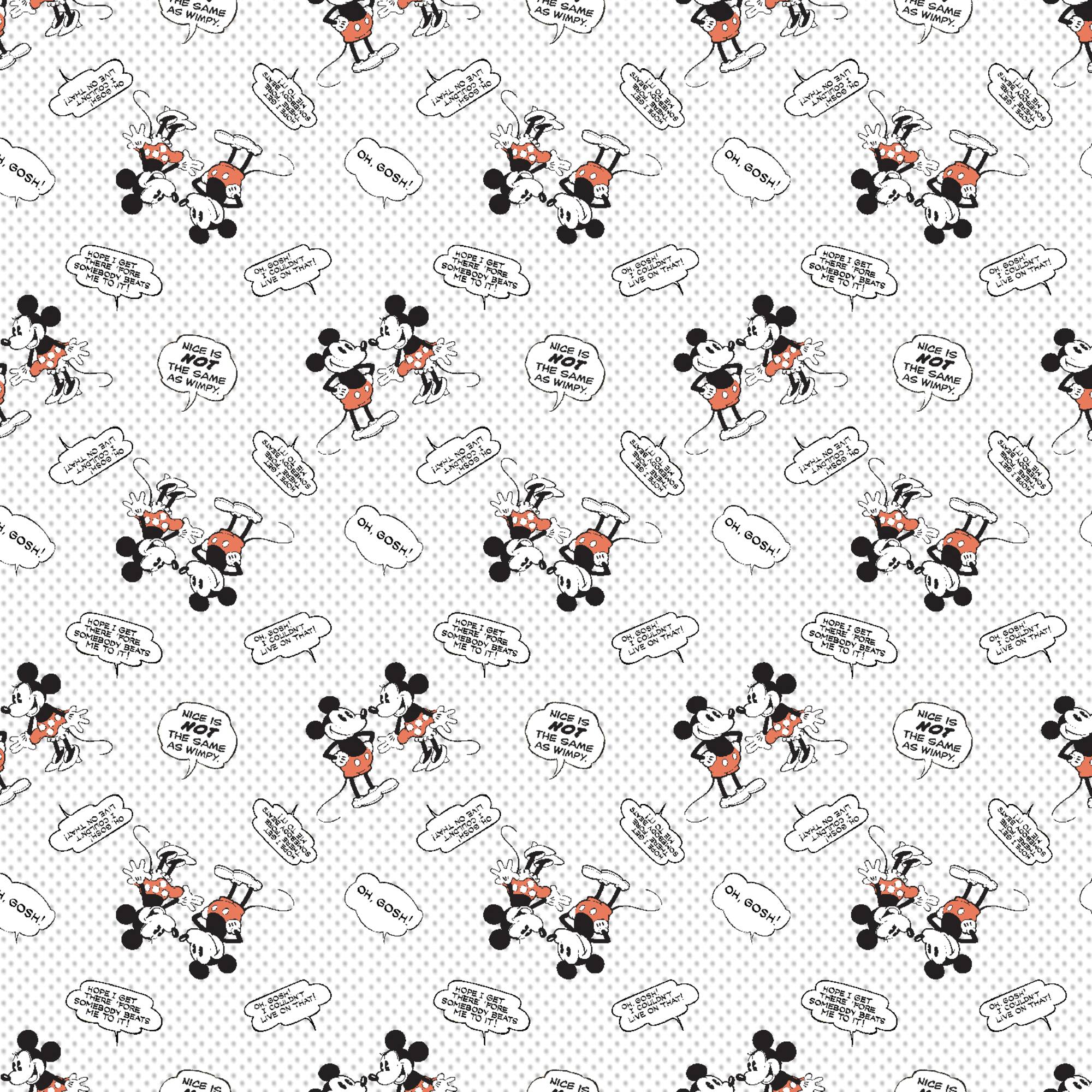 Disney® Mickey & Minnie Vintage Multicolored Nice Is Not The Same As Wimpy Cotton Fabric